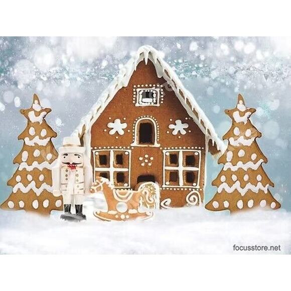 Kate Backdrops Christmas Nutcracker Backdrop Outside Gingerbread House 7ft x 5ft
